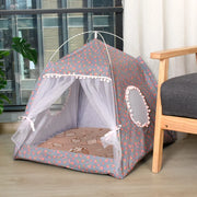 Semi-Enclosed Flower Cat Tent Bed - All-Season Pet Nest