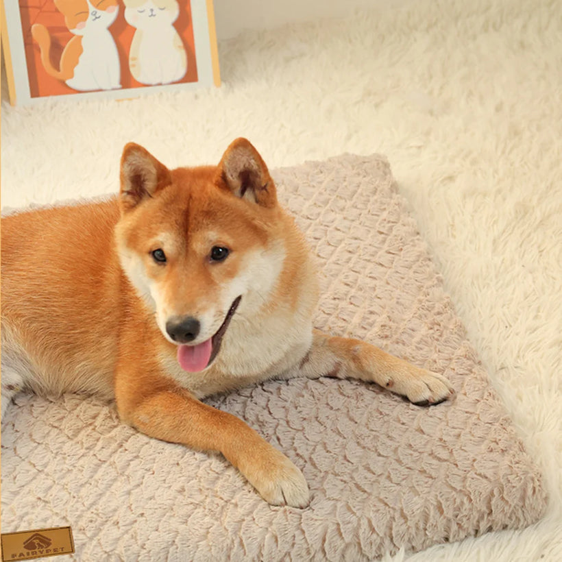 3D Foam Orthopedic Dog Bed - Washable Faux Fur Crate Mat