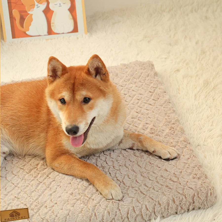 3D Foam Orthopedic Dog Bed - Washable Faux Fur Crate Mat