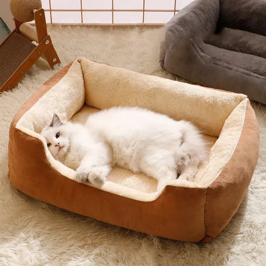 Plush Cat and Dog Bed Cushion - Breathable Basket House Bed
