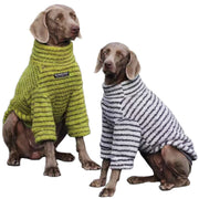 Striped Fleece Dog Sweater - Turtleneck Pullover for Medium Large Dogs