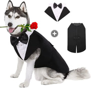 Dog Formal Tuxedo Shirt With Bow Tie - Wedding Party Pet Outfit