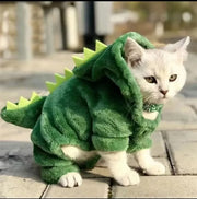 Dinosaur Hoodie Pet Costume - Warm Halloween Fleece Coat