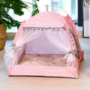 Semi-Enclosed Flower Cat Tent Bed - All-Season Pet Nest
