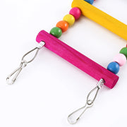 12-Step Colorful Wooden Bird Ladder and Bridge Swing