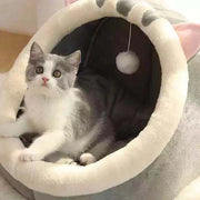 Semi-Closed Warm Cat Nest Bed - Four-Season Cozy Pet Sleeper