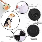 Dog Formal Tuxedo Shirt With Bow Tie - Wedding Party Pet Outfit