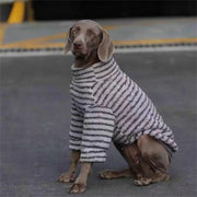 Striped Fleece Dog Sweater - Turtleneck Pullover for Medium Large Dogs
