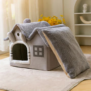 Foldable Cat Cave Bed - Warm Winter House for Cats & Small Dogs