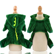 Dinosaur Hoodie Pet Costume - Warm Halloween Fleece Coat
